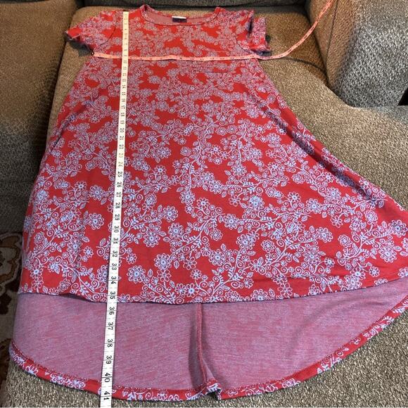 LuLaRoe Simply Comfortable Red Turquoise Print Dress Short Sleeve Scoop Neck XXS - Picture 12 of 16
